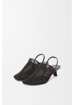 LOEWE Petal Slingback Heel Sandal In Mesh Black