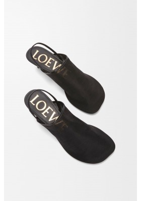 LOEWE Petal Slingback Heel Sandal In Mesh Black