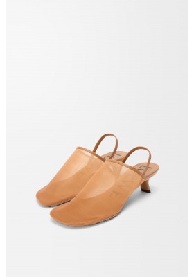 LOEWE Petal Slingback Heel Sandal In Mesh Tan