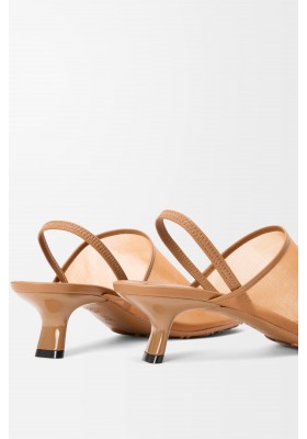 LOEWE Petal Slingback Heel Sandal In Mesh Tan