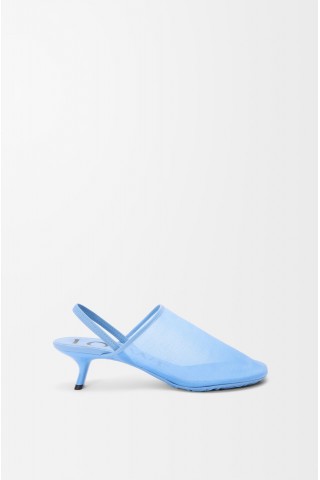 LOEWE Petal Slingback Heel Sandal In Mesh Sea Blue