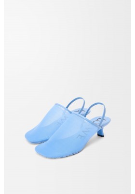 LOEWE Petal Slingback Heel Sandal In Mesh Sea Blue