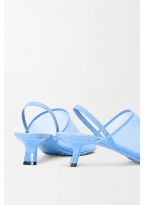 LOEWE Petal Slingback Heel Sandal In Mesh Sea Blue