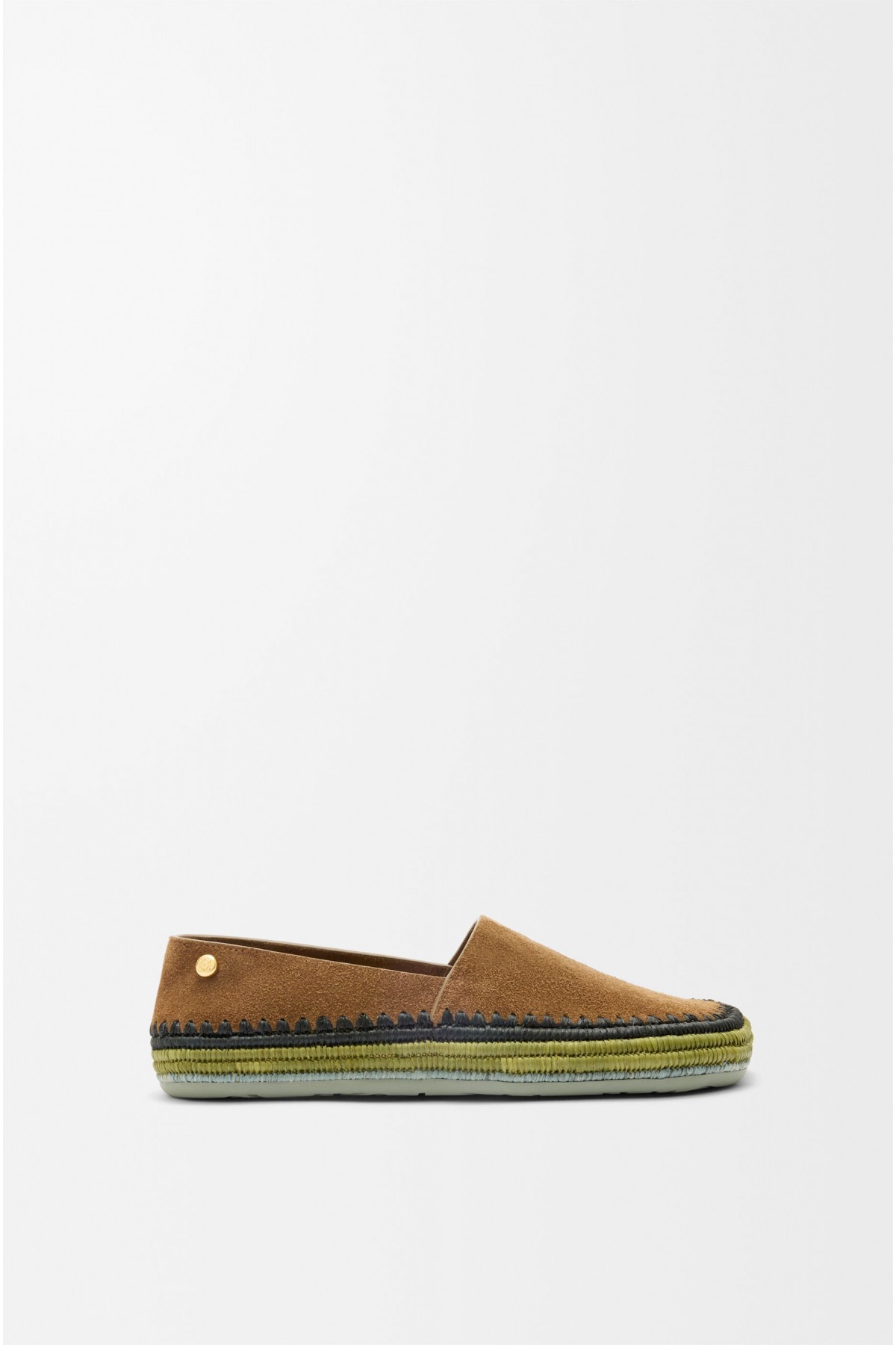 LOEWE Rio Slipper In Suede And Raffia Brown
