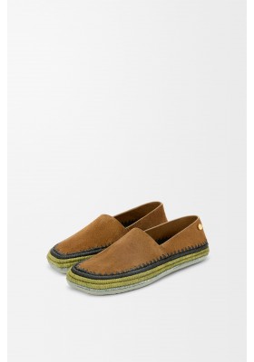 LOEWE Rio Slipper In Suede And Raffia Brown