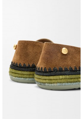 LOEWE Rio Slipper In Suede And Raffia Brown