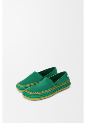 LOEWE Rio Slipper In Suede And Raffia Green