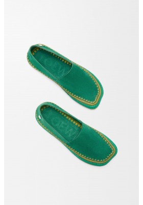 LOEWE Rio Slipper In Suede And Raffia Green