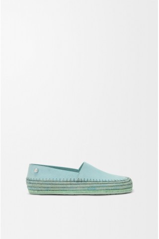 LOEWE Rio Slipper In Suede And Raffia Light Blue