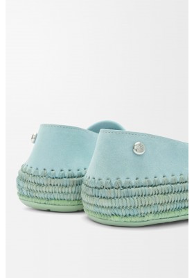 LOEWE Rio Slipper In Suede And Raffia Light Blue