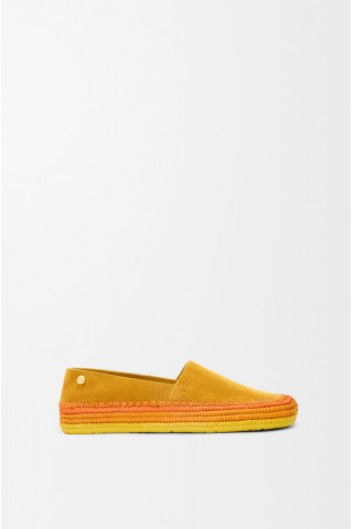 LOEWE Rio Slipper In Suede And Raffia Orange