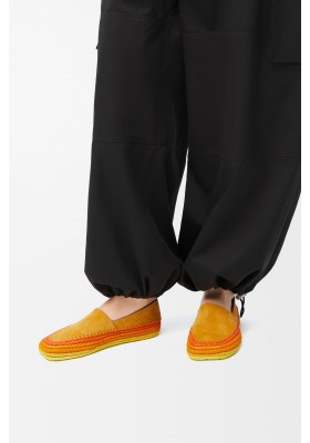 LOEWE Rio Slipper In Suede And Raffia Orange