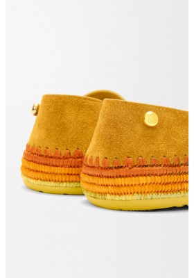 LOEWE Rio Slipper In Suede And Raffia Orange
