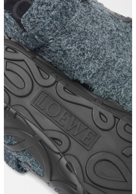 LOEWE Rise Loafer In Brushed Suede Charcoal