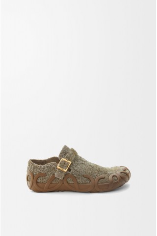 LOEWE Rise Loafer In Brushed Suede Khaki Green