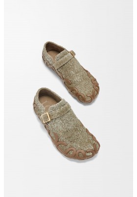 LOEWE Rise Loafer In Brushed Suede Khaki Green