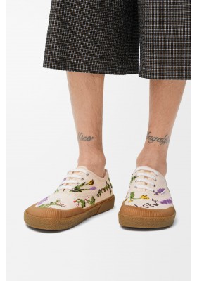 LOEWE Terra Vulca Sneaker In Embroidered Canvas Cream Multicolor