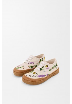 LOEWE Terra Vulca Sneaker In Embroidered Canvas Cream Multicolor