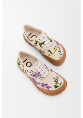 LOEWE Terra Vulca Sneaker In Embroidered Canvas Cream Multicolor