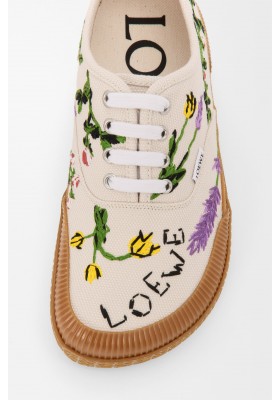 LOEWE Terra Vulca Sneaker In Embroidered Canvas Cream Multicolor