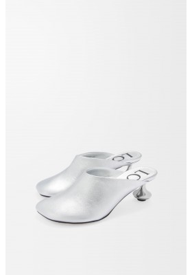 LOEWE Toy Mule In Laminated Lambskin Silver