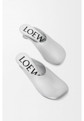 LOEWE Toy Mule In Laminated Lambskin Silver