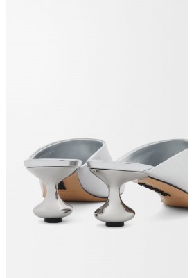 LOEWE Toy Mule In Laminated Lambskin Silver