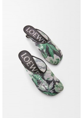 LOEWE Toy Mule In Sequins Black Hibiscus Green