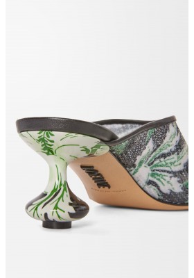 LOEWE Toy Mule In Sequins Black Hibiscus Green