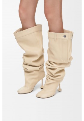 LOEWE Toy Over The Knee Boot In Nappa Lambskin Oat Milk