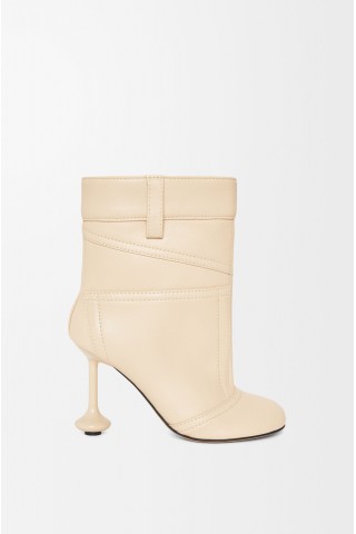 LOEWE Toy Panta Ankle Bootie In Nappa Lambskin Oat Milk
