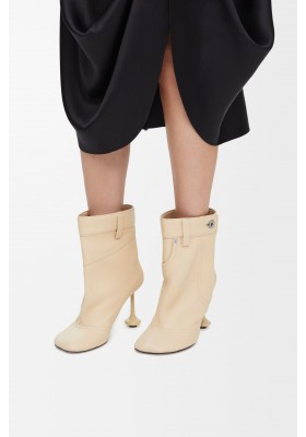 LOEWE Toy Panta Ankle Bootie In Nappa Lambskin Oat Milk