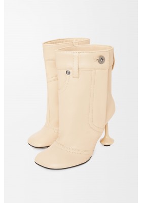 LOEWE Toy Panta Ankle Bootie In Nappa Lambskin Oat Milk