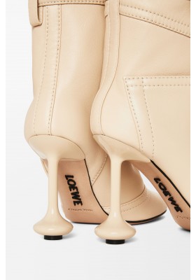 LOEWE Toy Panta Ankle Bootie In Nappa Lambskin Oat Milk