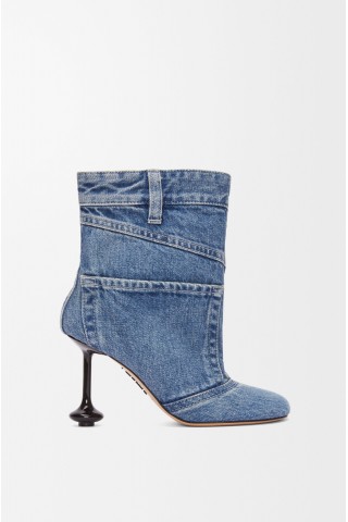 LOEWE Toy Panta Ankle Bootie In Washed Denim Washed Denim