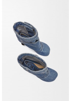 LOEWE Toy Panta Ankle Bootie In Washed Denim Washed Denim