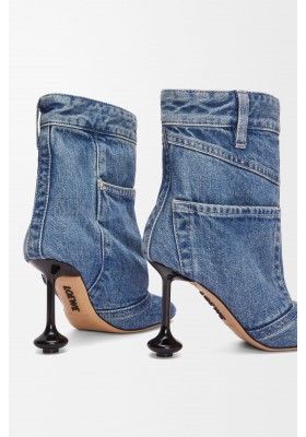 LOEWE Toy Panta Ankle Bootie In Washed Denim Washed Denim