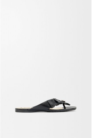 LOEWE Toy Panta Toe Post Sandal In Lambskin Black