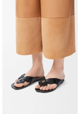 LOEWE Toy Panta Toe Post Sandal In Lambskin Black