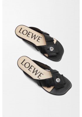 LOEWE Toy Panta Toe Post Sandal In Lambskin Black