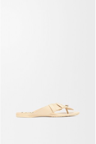 LOEWE Toy Panta Toe Post Sandal In Lambskin Oat Milk