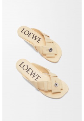 LOEWE Toy Panta Toe Post Sandal In Lambskin Oat Milk