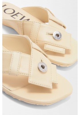 LOEWE Toy Panta Toe Post Sandal In Lambskin Oat Milk