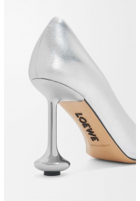 LOEWE Toy Pump In Laminated Lambskin Silver