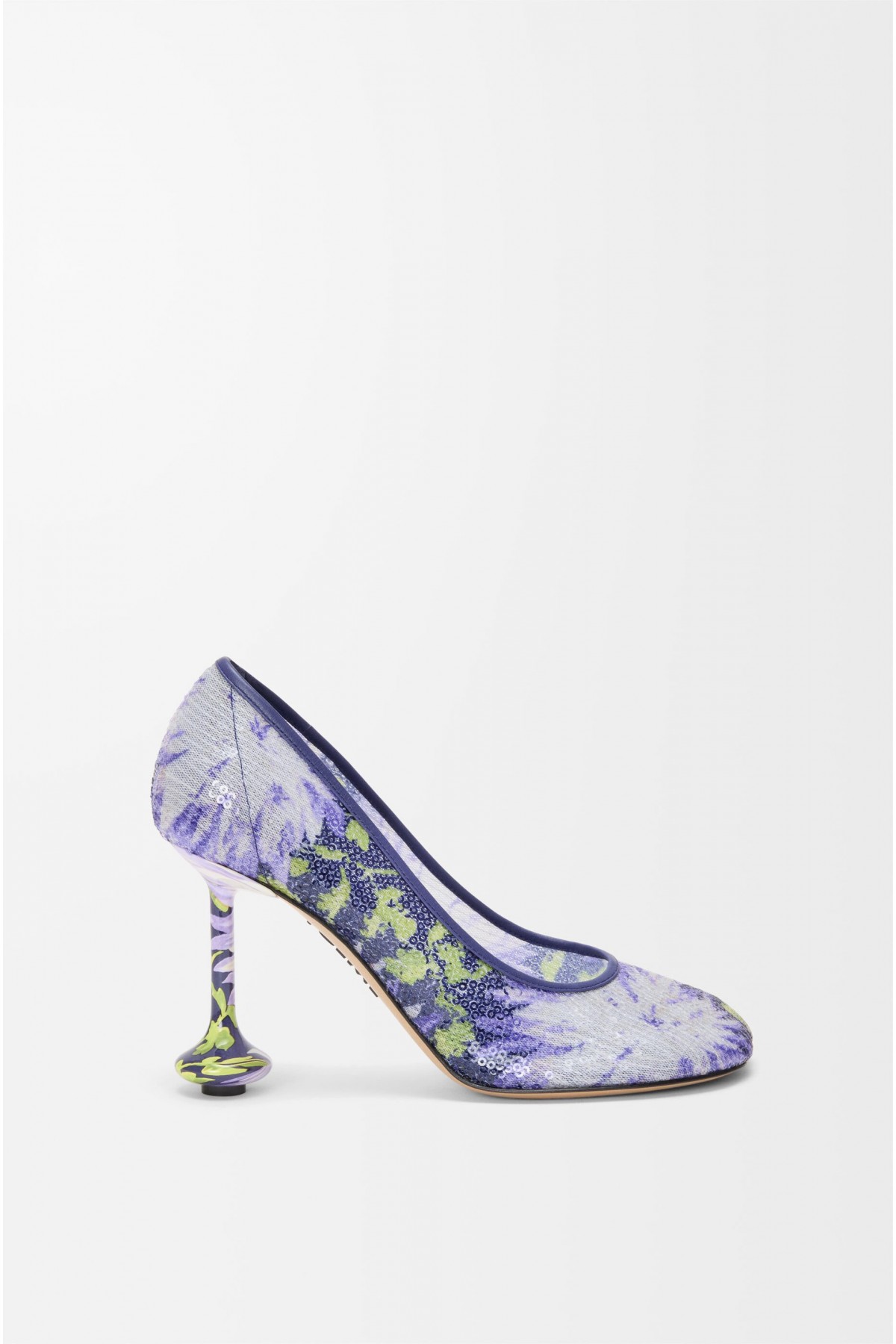 LOEWE Toy Pump In Sequins Navy Lilac