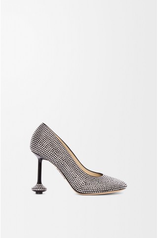 LOEWE Toy Pump In Suede And Allover Rhinestones Black