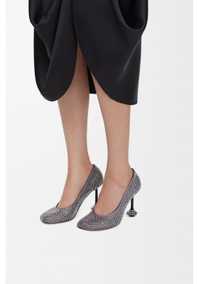 LOEWE Toy Pump In Suede And Allover Rhinestones Black