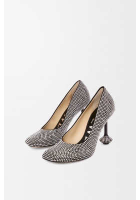LOEWE Toy Pump In Suede And Allover Rhinestones Black