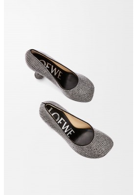 LOEWE Toy Pump In Suede And Allover Rhinestones Black