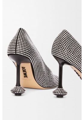 LOEWE Toy Pump In Suede And Allover Rhinestones Black